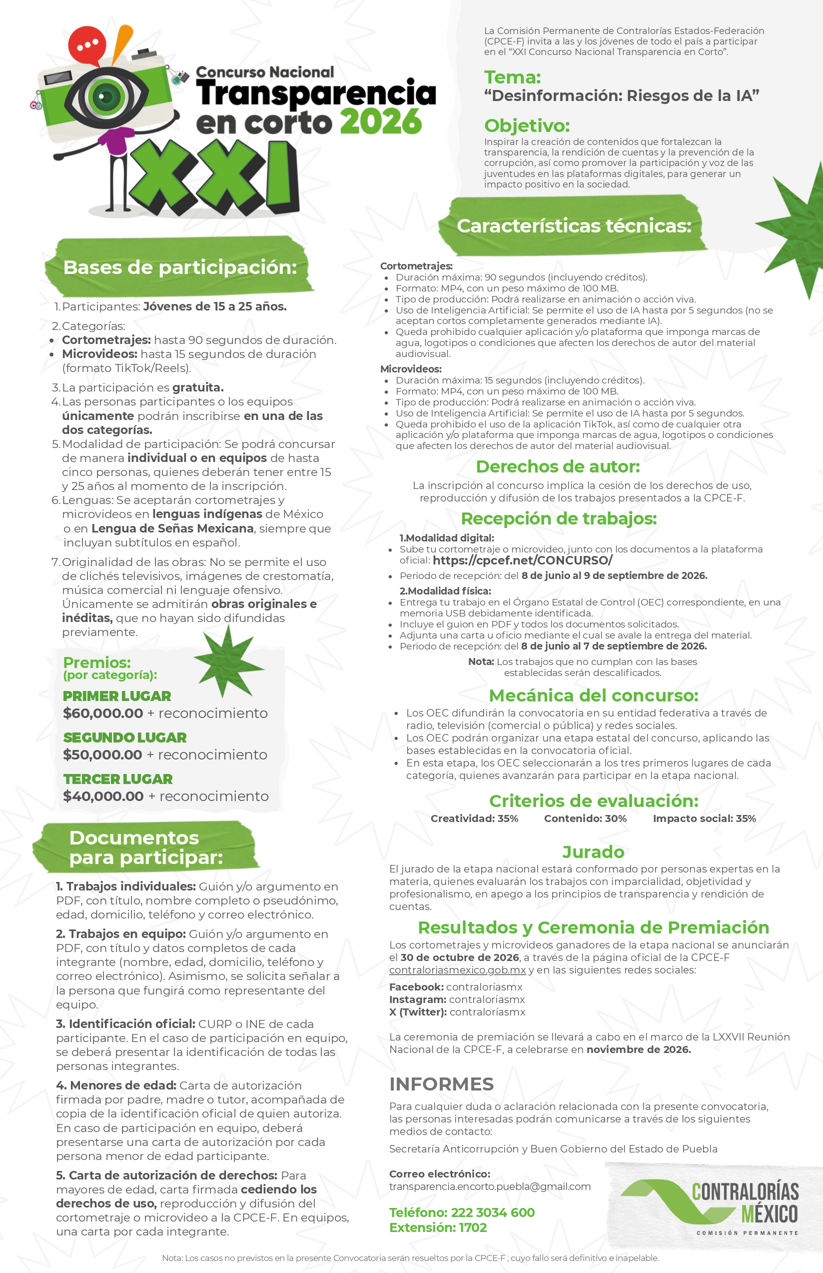Convocatoria Concurso Nacional Transparecia en Corto 2026.